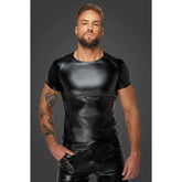 Wetlook T-Shirt with Snake Print Sleeves for Men Mens Latex